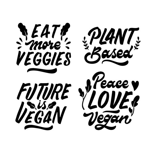 Go vegan lettering design set