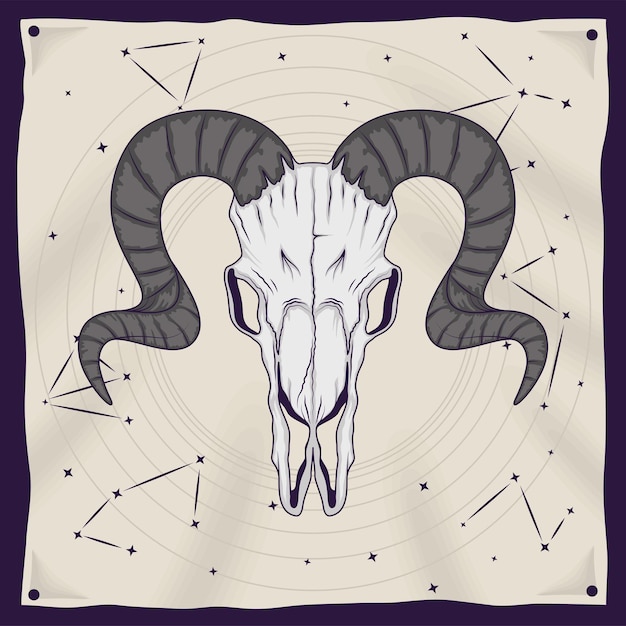 Free vector goat skull in mystic paper poster