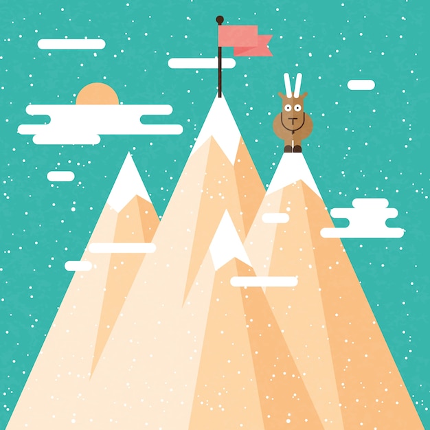 Free vector goat on a snowy mountain