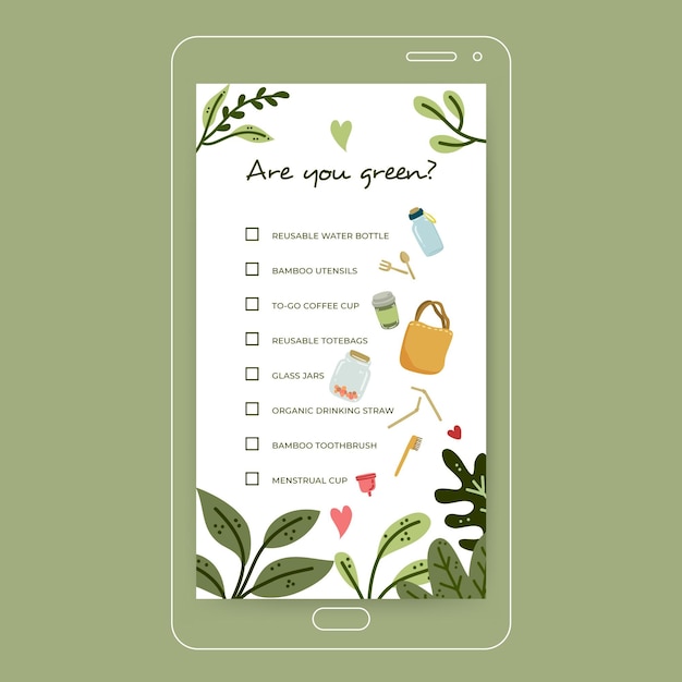 Going green checklist instagram story template