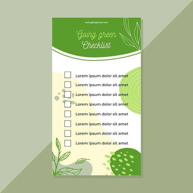 Going green checklist template