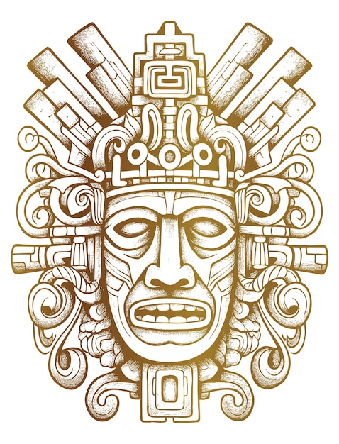 gold art line Tribal head design