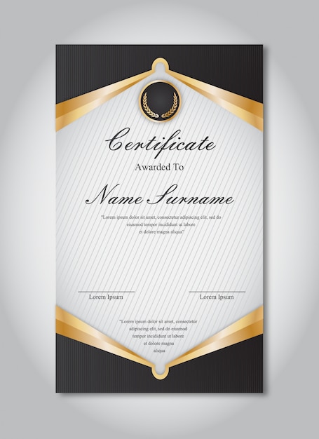 Gold and black certificate template