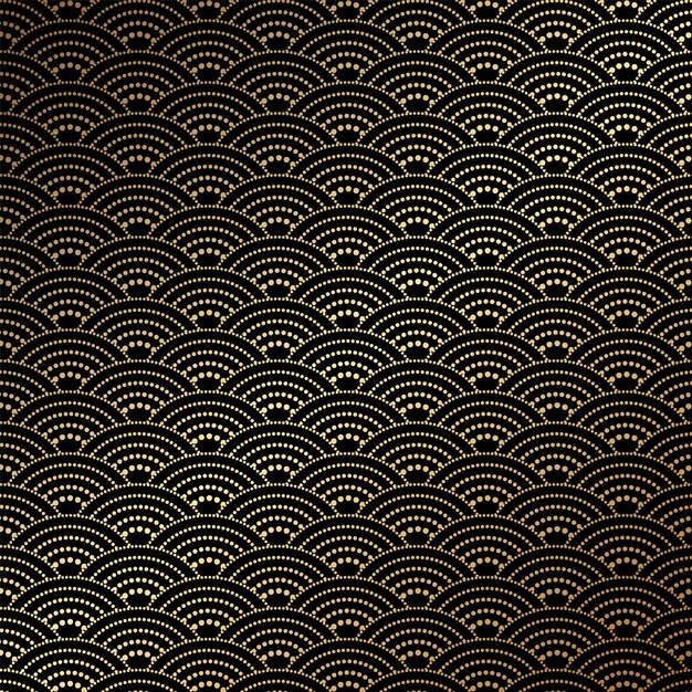 Gold and black japanese style wave pattern