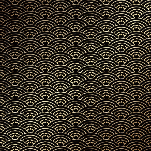 Gold and black japanese style wave pattern