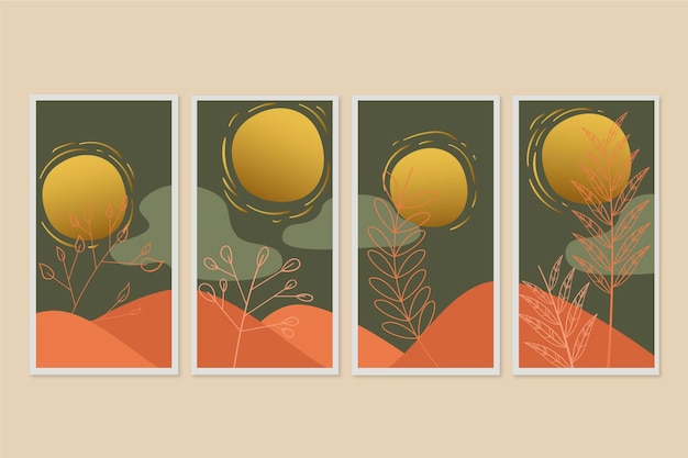 Gold botanical cover collection template