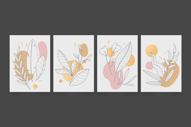 Gold botanical cover collection template