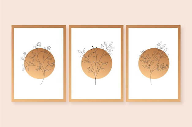 Free Vector gold botanical cover collection