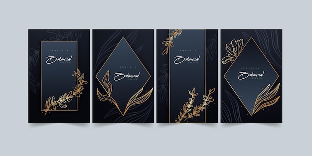 Free Vector gold botanical cover collection