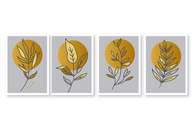 Free Vector gold botanical cover collection