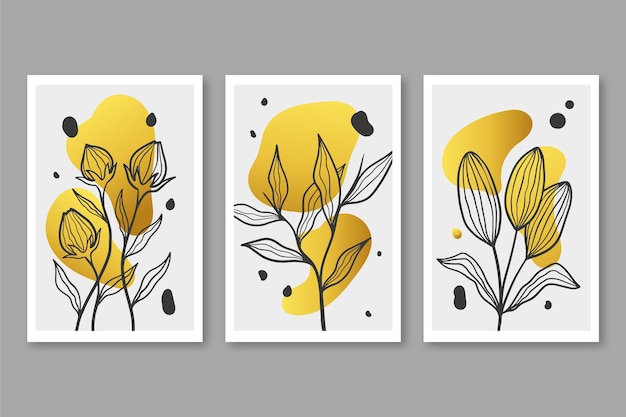 Free Vector gold botanical cover pack