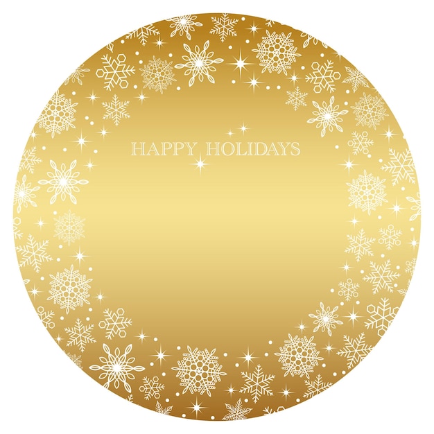 Free vector a gold circle with snowflakes and a gold background with a gold circle around it