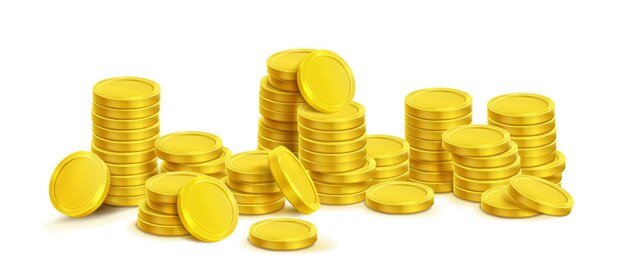 Gold coin stack with different sizes of money pile