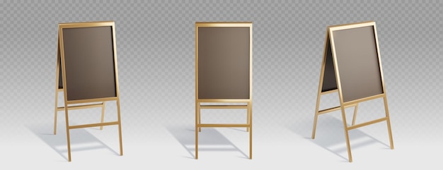 Free Vector gold easel stand board mockup advertising frame