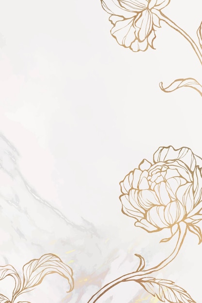 Free Vector gold floral outline on marble background vector