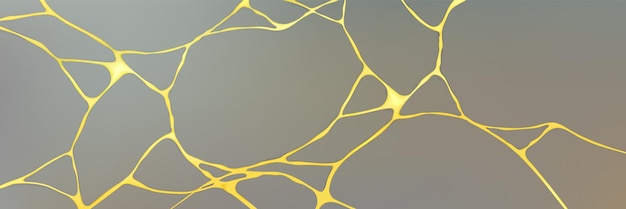 Free Vector gold kintsugi crack pattern on gray background