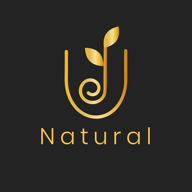 Gold leaf spa logo template, classy nature design vector