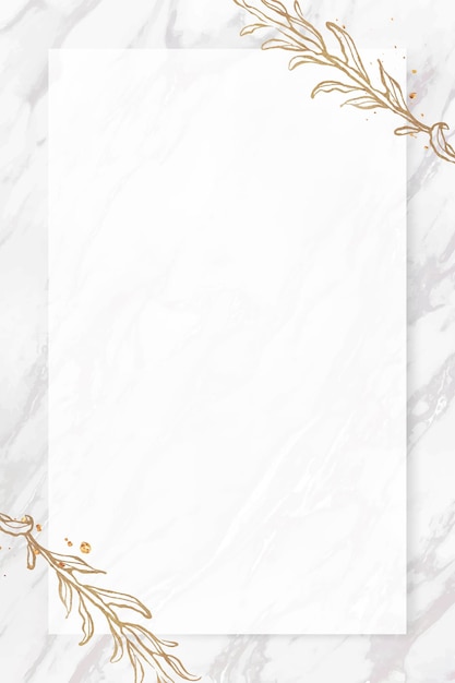 Free Vector gold leaves frame on marble background