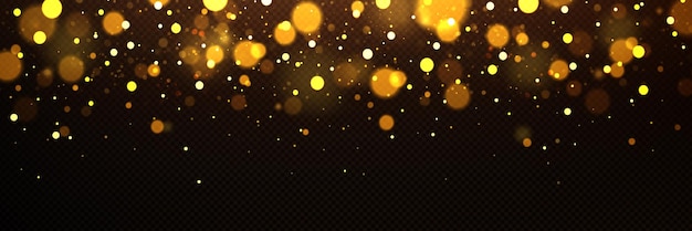 Gold light bokeh effect on transparent background