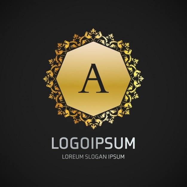 Free Vector gold logo with an ornamental frame