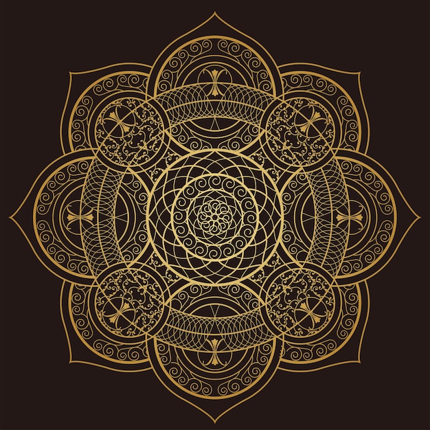 Gold Mandala Ornament Design Isolated On A Dark Background