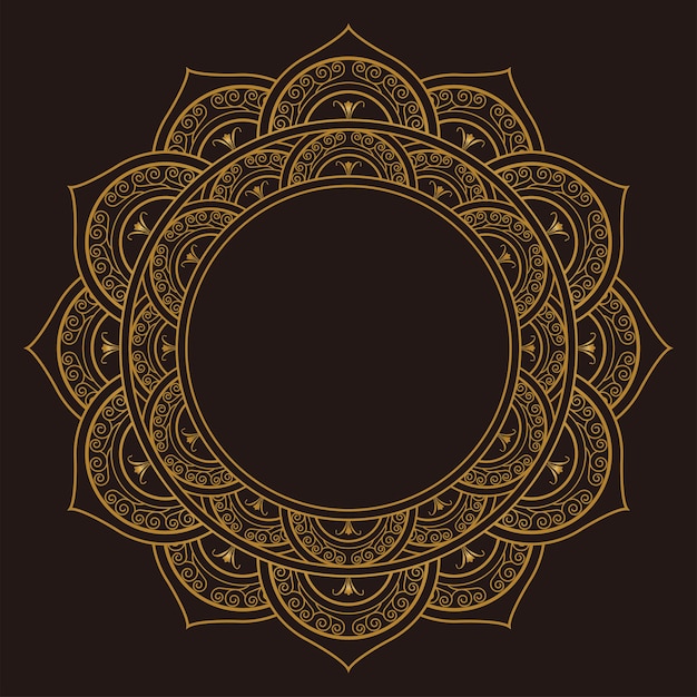 Free Vector gold mandala ornament design with a circle in the middle isolated on a dark background