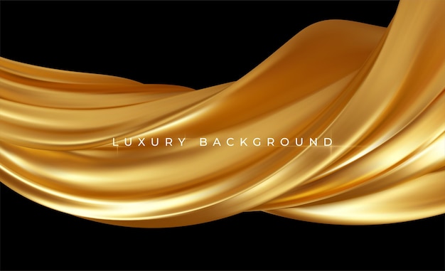 Free Vector gold metallic silk flowing wave luxury trendy.