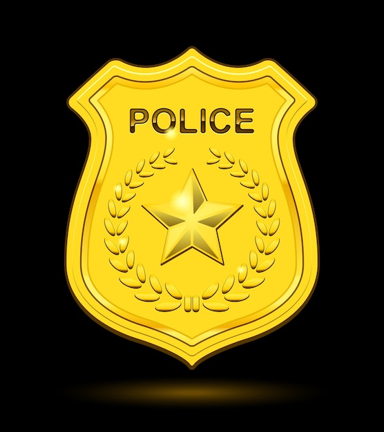 Gold Police Badge isolated