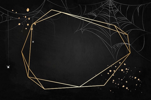 Free Vector gold polygon frame on spider web black background