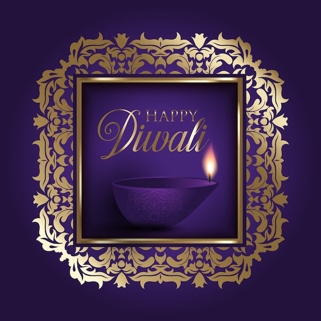 Free Vector gold and purple diwali background