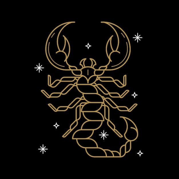 Free vector gold scorpio astrological sign on a black background