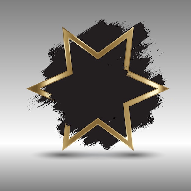 Gold star background with grunge brush strokes design