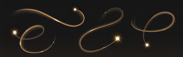 Free Vector gold star with magic curve trail