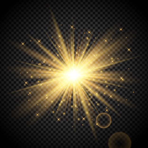 Gold starburst on transparent background