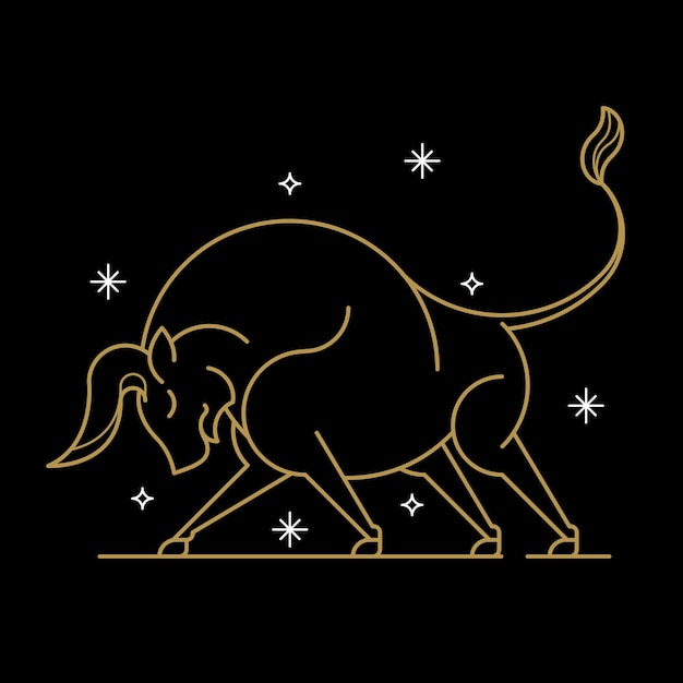 Gold Taurus astrological sign on a black background 