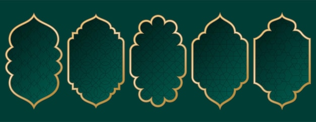 Free Vector gold traditional islamic window shape muslim architecture frames or arabic borders