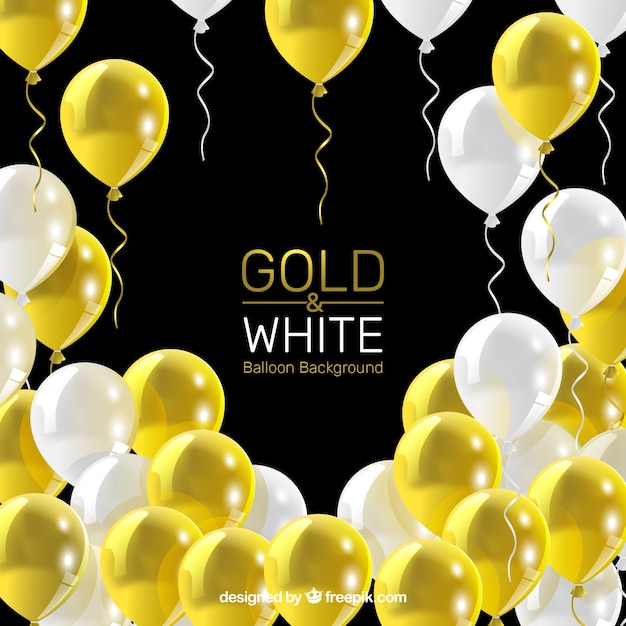 Gold and white balloons background