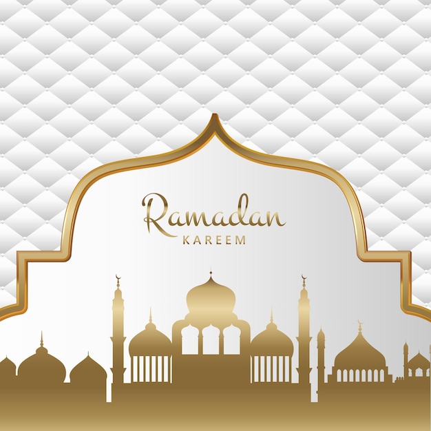 Gold and white decorative Ramadan Kareem background