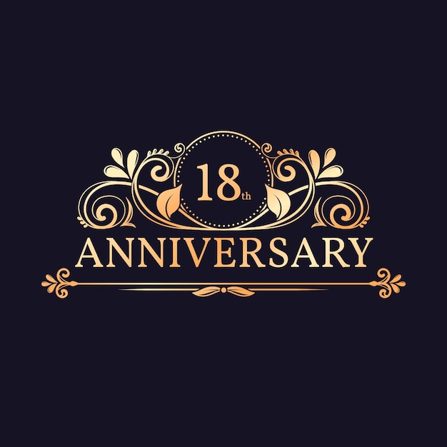 Golden 18th anniversary logo