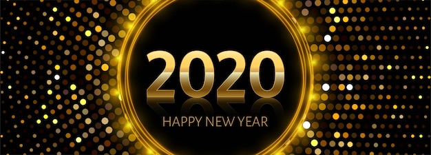 Golden 2020 new year text on shiny 