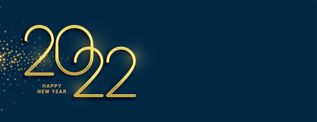 Golden 2022 3d text and sparkles new year banner