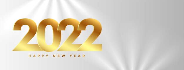 Golden 2022 new year text style with light effect banner