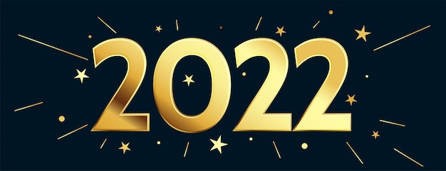 Golden 2022 text effect with stars burst