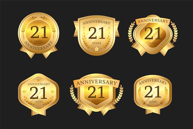 Golden 21 anniversary badge collection