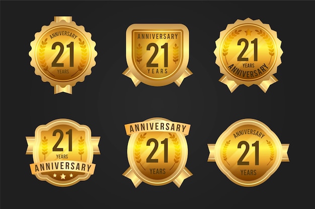 Golden 21 anniversary badge collection