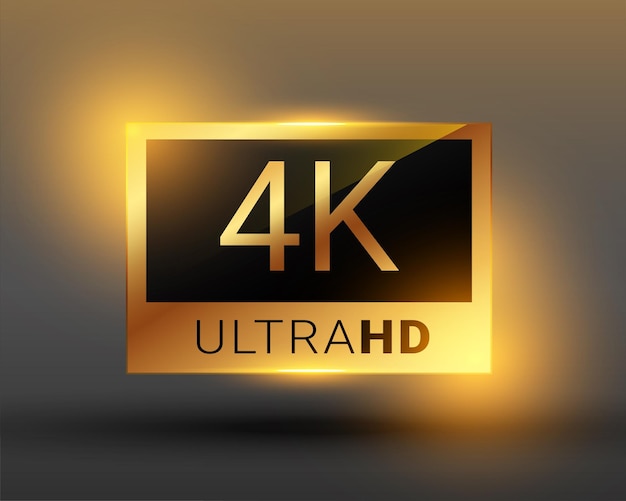 golden 4k ultra hd screen resolution badge icon design