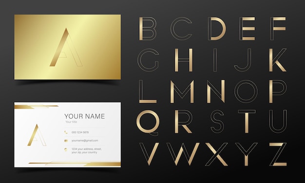 Golden alphabet in modern style for logo and branding design.