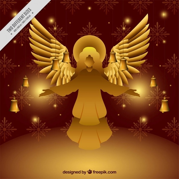 Free Vector golden angel background with bells