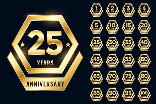 Golden anniversary label emblem set