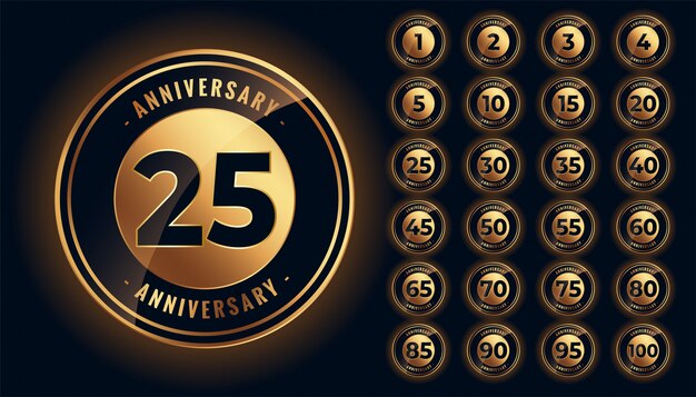 Golden anniversary labels and emblems big set